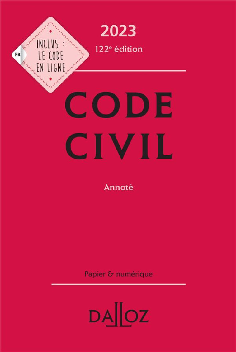 CODE CIVIL 2023 122ED - ANNOTE - HENRY/ANCEL/DAMAS - NC