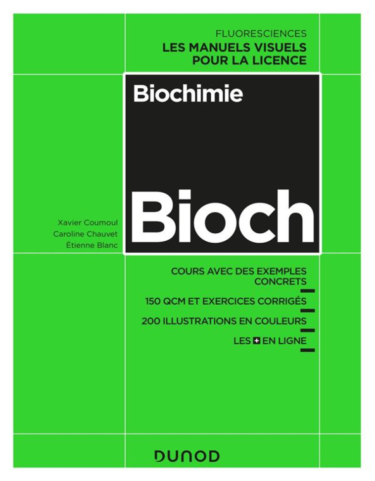 BIOCHIMIE  -  COURS AVEC EXEMPLES CONCRETS, QCM, EXERCICES CORRIGES - COUMOUL/CHAUVET - DUNOD