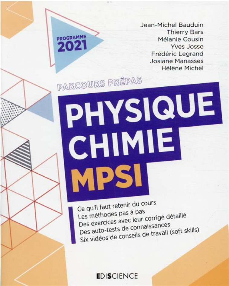 PHYSIQUE-CHIMIE MPSI - BAUDUIN/BARS/COUSIN - DUNOD