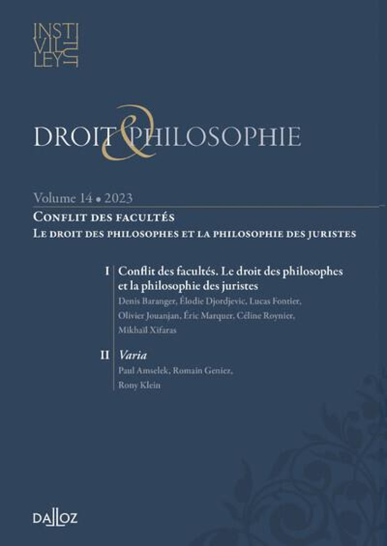 DROIT et PHILOSOPHIE : VOL. XIV - INSTITUT MICHEL VILL - DALLOZ