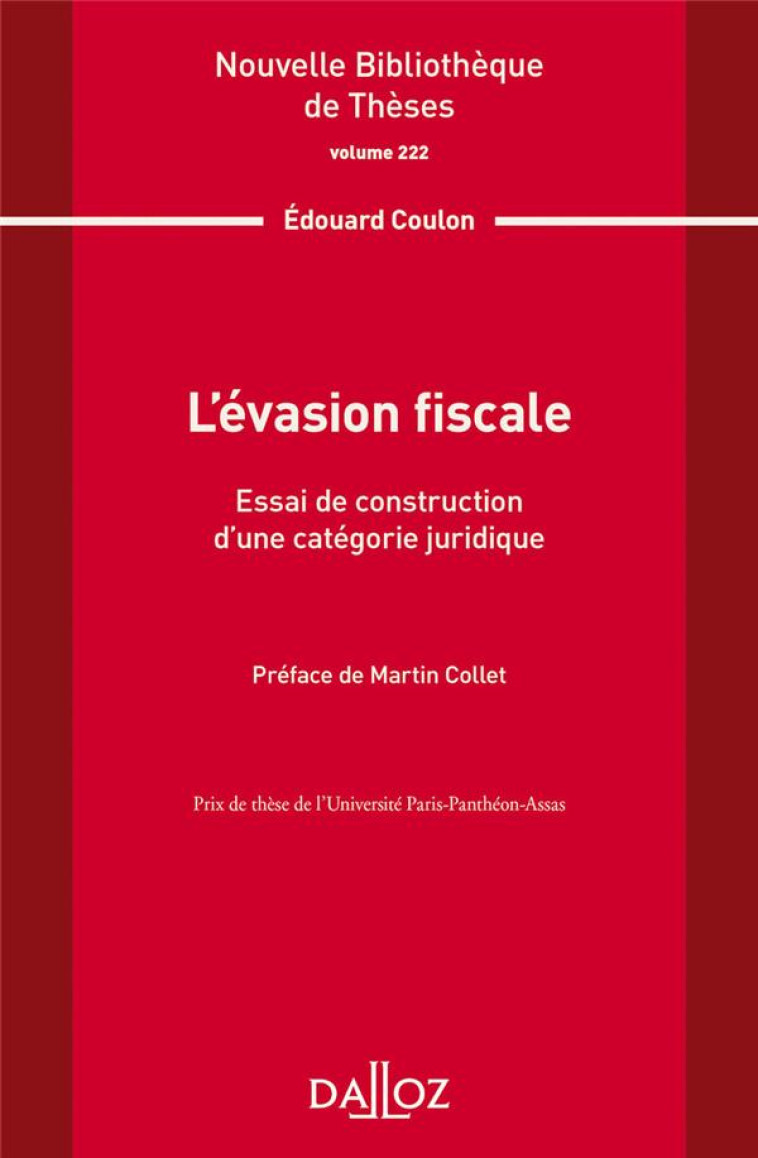 L'EVASION FISCALE TOME.222 - COULON/COLLET - DALLOZ