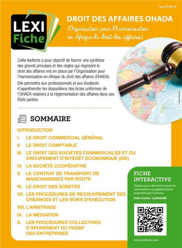 DROIT DES AFFAIRES OHADA - ORGANISATION POUR L'HARMONISATION EN AFRIQUE DU DROIT DES AFFAIRES - FEVILIYE INES - ENRICK