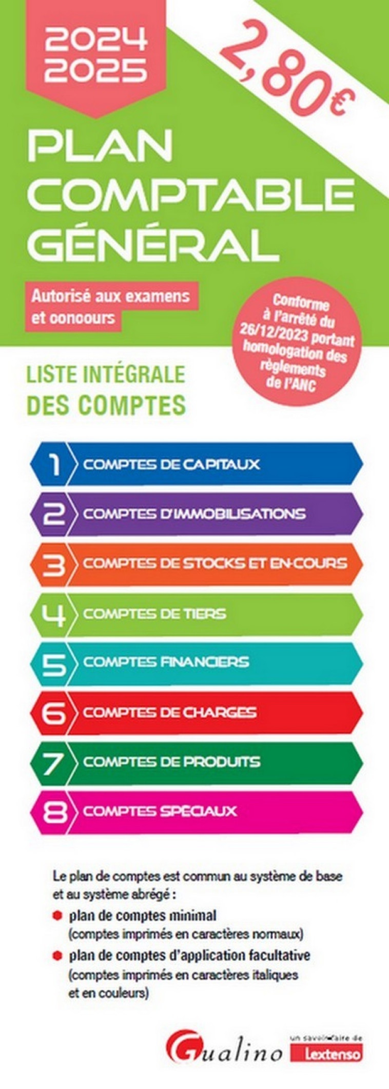 PLAN COMPTABLE GENERAL - 2024 - LISTE INTEGRALE DES COMPTES - AUTORISE AUX EXAMENS ET CONCOURS - COLLECTIF - GUALINO