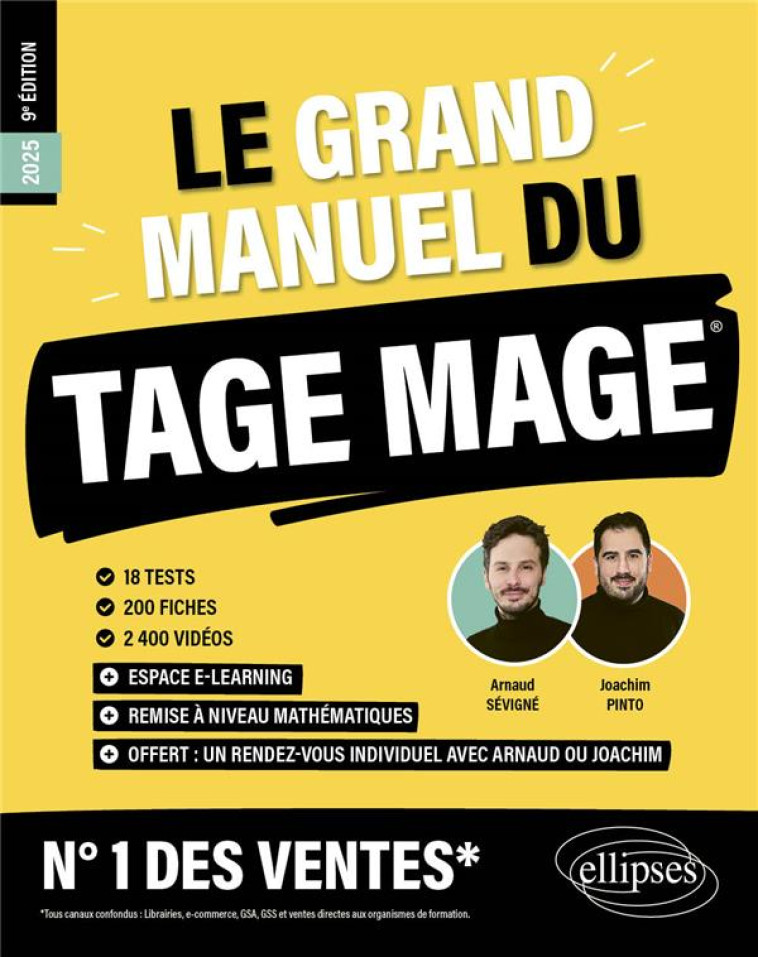 LE GRAND MANUEL DU TAGE MAGE  N 1 DES VENTES - 18 TESTS BLANCS + 200 FICHES DE COURS + 2000 VIDEOS - PINTO/SEVIGNE - ELLIPSES MARKET