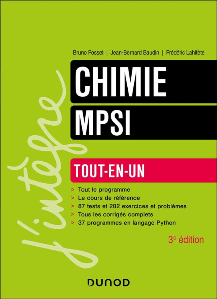 CHIMIE TOUT-EN-UN MPSI - 3E ED. - FOSSET/BAUDIN - DUNOD