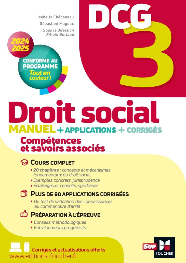 DCG 3 - DROIT SOCIAL - MANUEL ET APPLICATIONS - MILLESIME 2024-2025 - BURLAUD/CHEDANEAU - FOUCHER