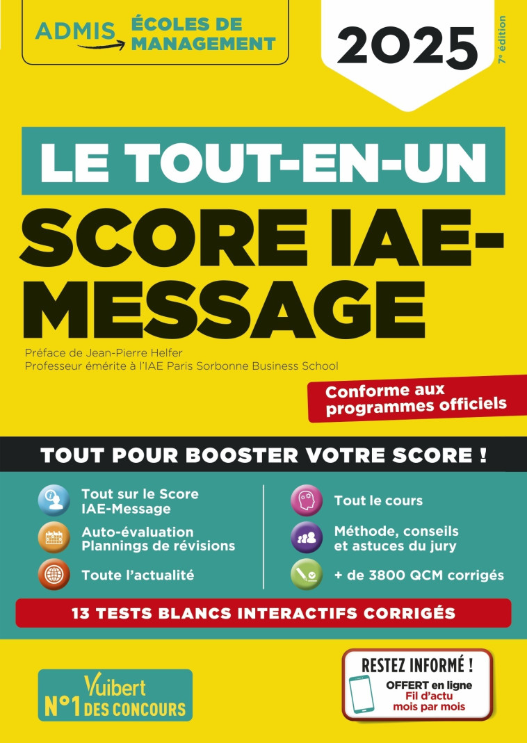 LE TOUT-EN-UN SCORE IAE-MESSAGE - 13 TESTS BLANCS - FIL D'ACTU OFFERT - SELECTION 2025 - CAMOIN/DUMAS/GUEGUEN - VUIBERT