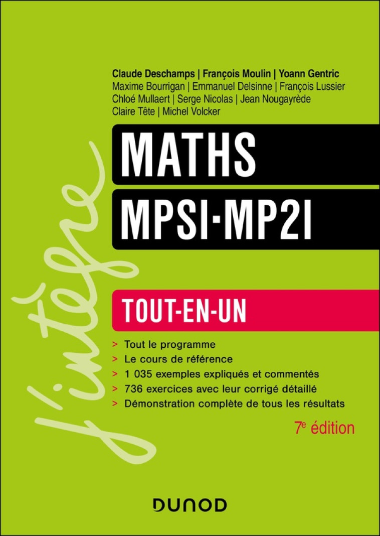 MATHS MPSI-MP2I TOUT-EN-UN - 7E ED. - DESCHAMPS/TETE - DUNOD