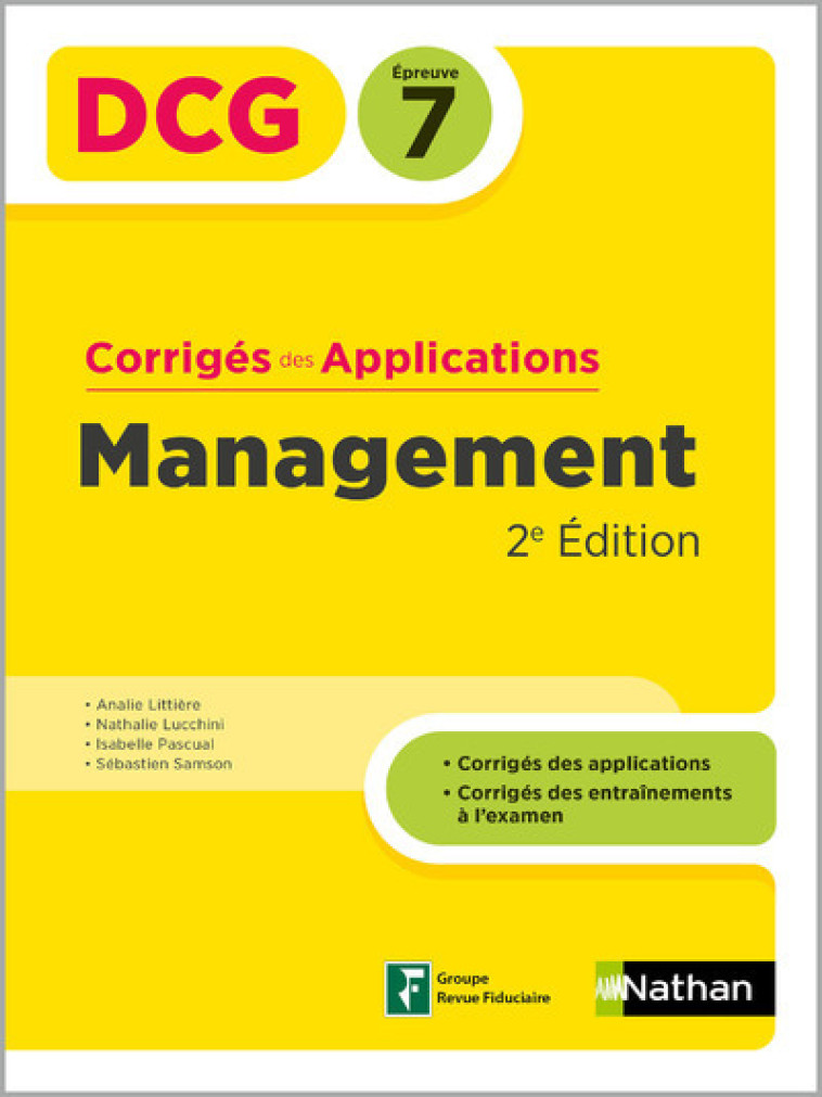 MANAGEMENT - DCG - EPREUVE 7 - CORRIGES DES APPLICATIONS 2024 - CLARET/BLONDEL - CLE INTERNAT