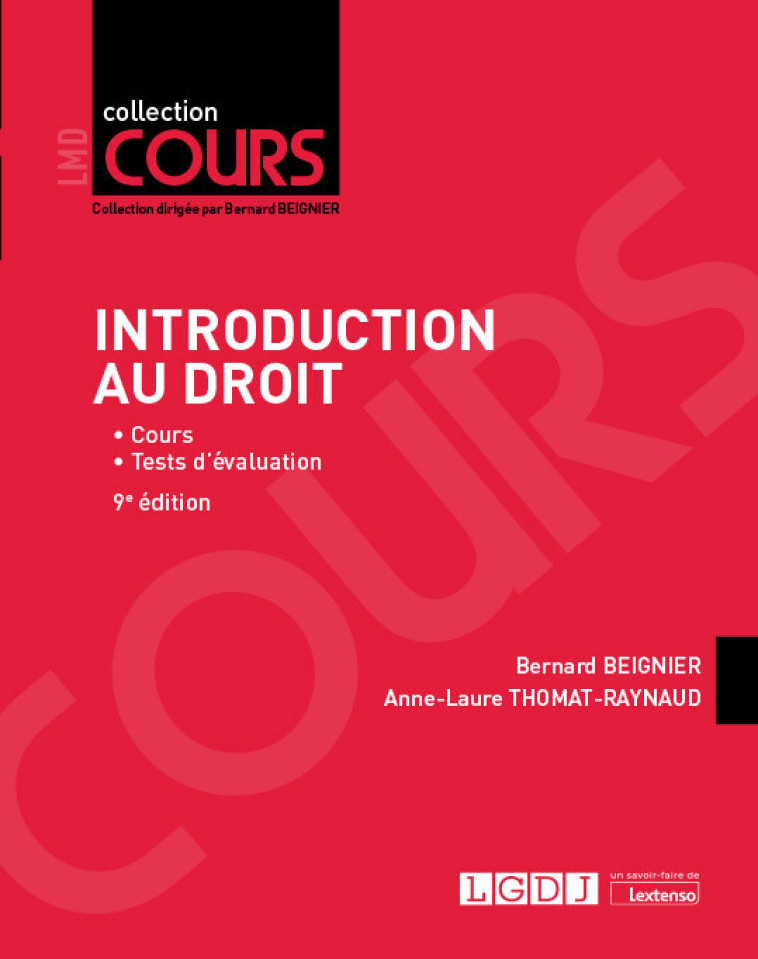 INTRODUCTION AU DROIT - COURS - TESTS D'EVALUATION - BEIGNIER - LGDJ