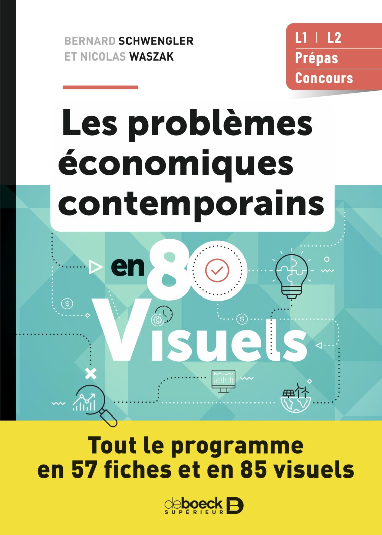 PROBLEMES ECONOMIQUES CONTEMPORAINS EN 80 VISUELS - TOUT LE PROGRAMME EN 57 FICHES ET EN 85 VISUELS - SCHWENGLER/WASZAK - DE BOECK SUP