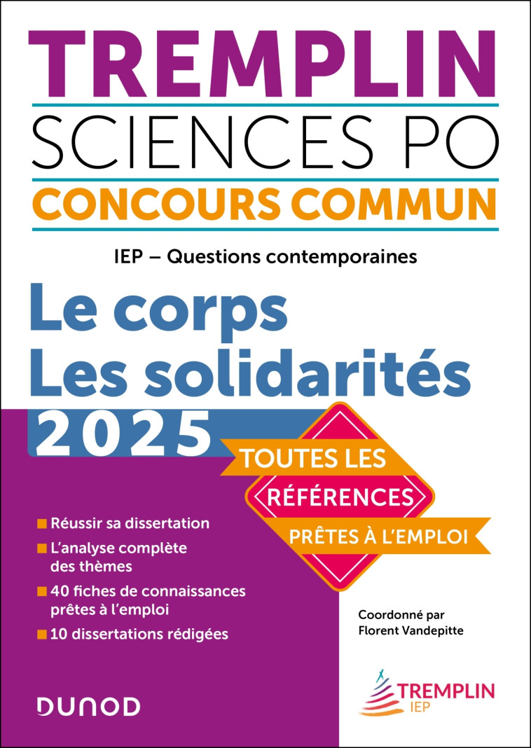 TREMPLIN CONCOURS IEP QUESTIONS CONTEMPORAINES 2025 - LE CORPS - LES SOLIDARITES - VANDEPITTE/BIENSTMAN - DUNOD