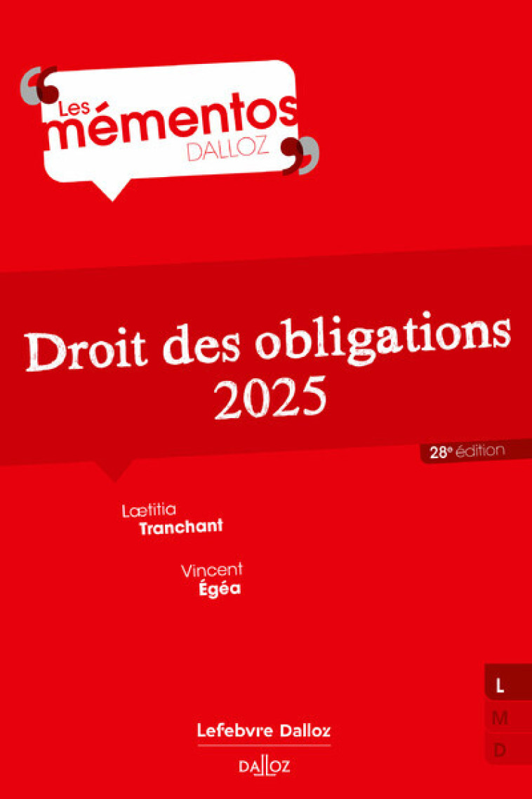 DROIT DES OBLIGATIONS 2025. 28E ED. - TRANCHANT/EGEA - DALLOZ