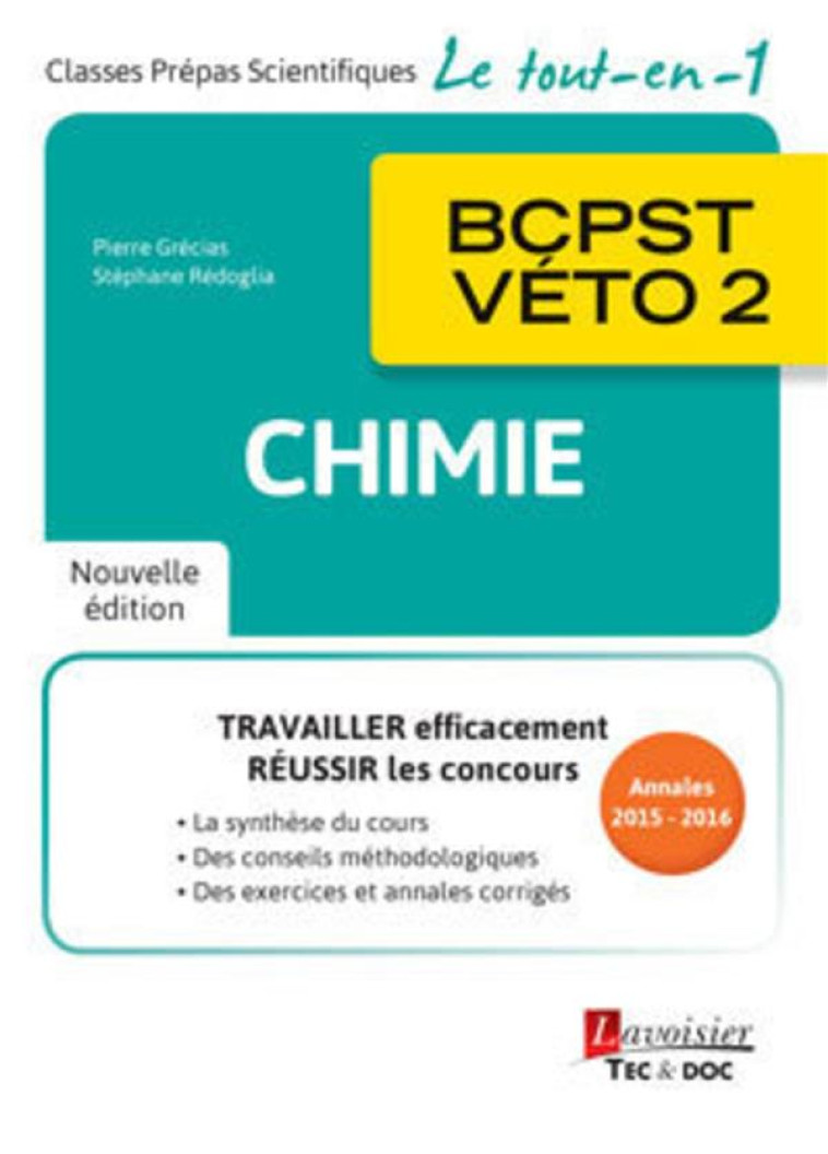 CHIMIE BCPST-VETO 2 (2  ED.) - REDOGLIA/GRECIAS - Tec et Doc