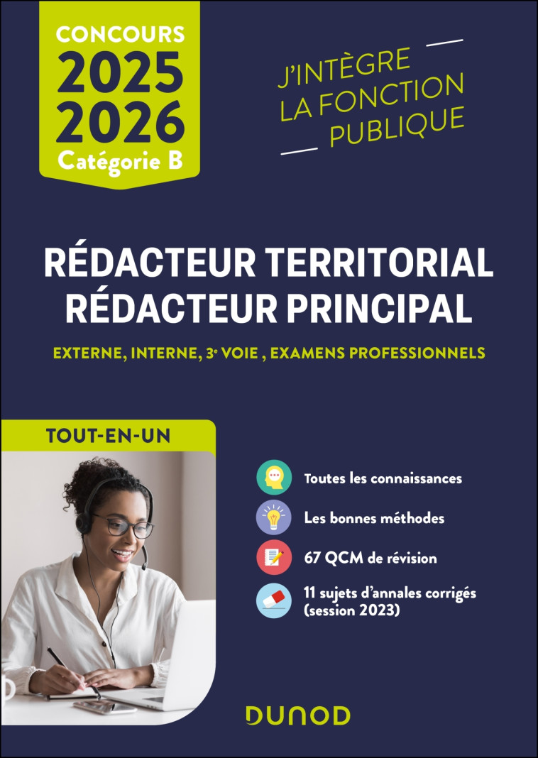 CONCOURS REDACTEUR TERRITORIAL, REDACTEUR PRINCIPAL - 2025 - EXTERNE, INTERNE ET 3E VOIE - TOUT EN U - HODARA CELINE - DUNOD