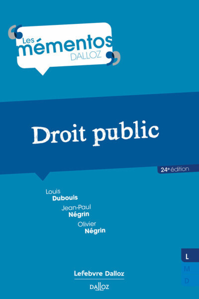 DROIT PUBLIC. 24E ED. - DUBOUIS/NEGRIN - DALLOZ