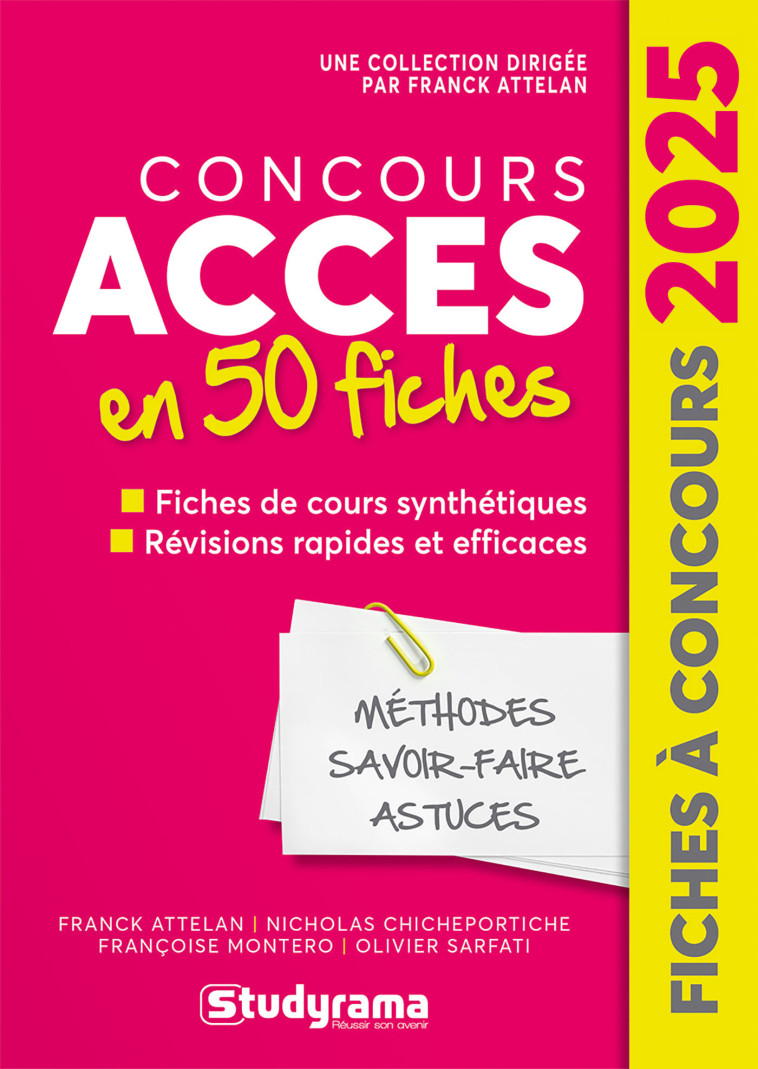 FICHES A CONCOURS - CONCOURS ACCES EN 50 FICHES - ATTELAN/MONTERO - STUDYRAMA