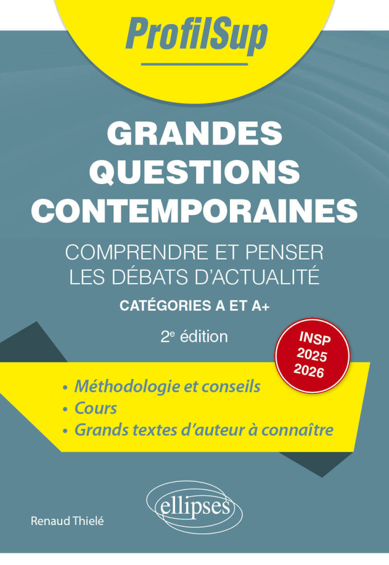 GRANDES QUESTIONS CONTEMPORAINES - COMPRENDRE ET PENSER LES DEBATS D'ACTUALITE - INCLUANT LE PROGRAM - THIELE RENAUD - ELLIPSES MARKET